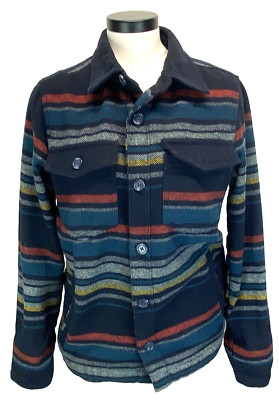 Goodfellow Shacket Shirt Womens Small Striped Button Front Pockets Heavy Flannel