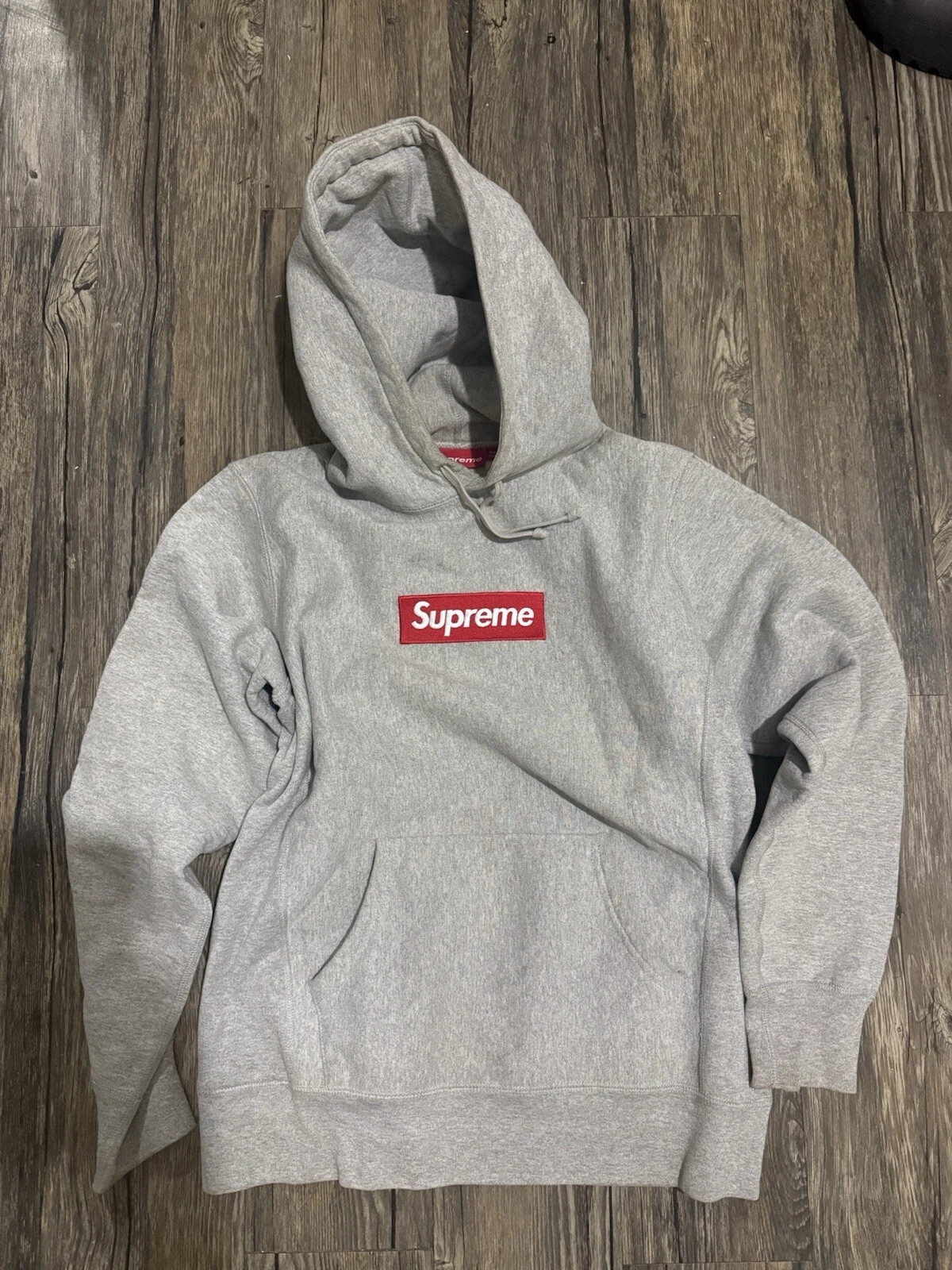Sweat à capuche logo Supreme Box gris bruyère taille MOYENNE FW12