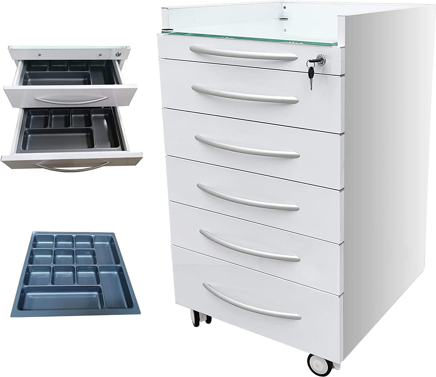 Dental Storage 5 Drawers Mobile Utility Cart Medical