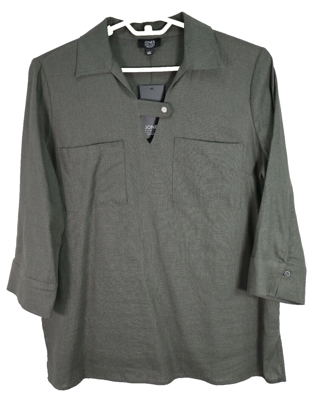 Patrón sólido Lino Jones New York Tops para mujer