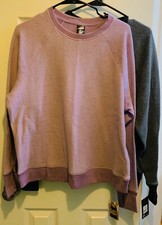 2 Avia L 12-14 Women's Long Sleeve Soft Purple  Black Reverse Fleece NWT