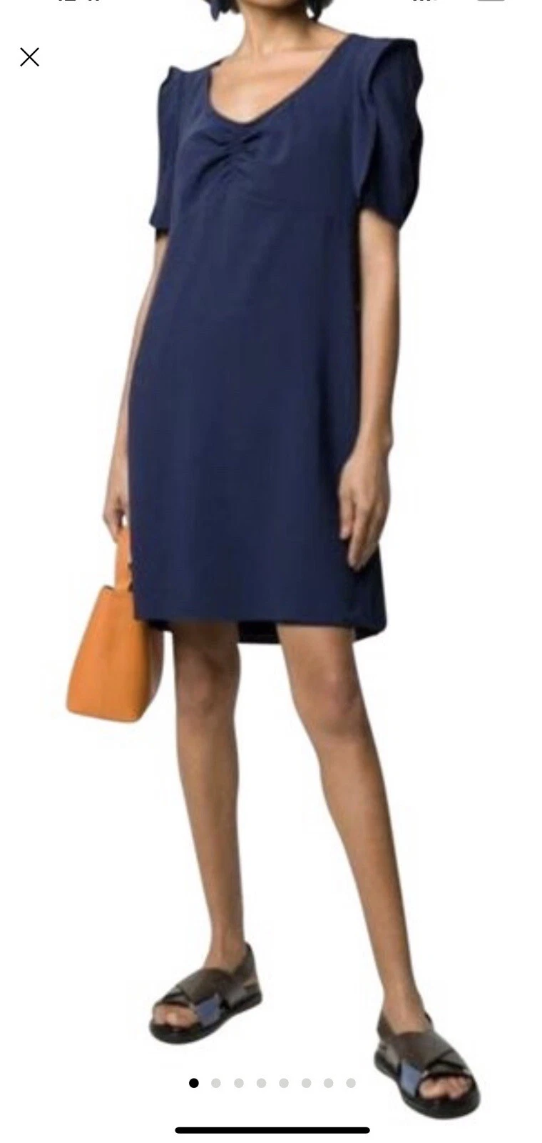 Mini abito a maniche corte Kenzo Paris blu mezzanotte arricciato busto taglia 42 EUR