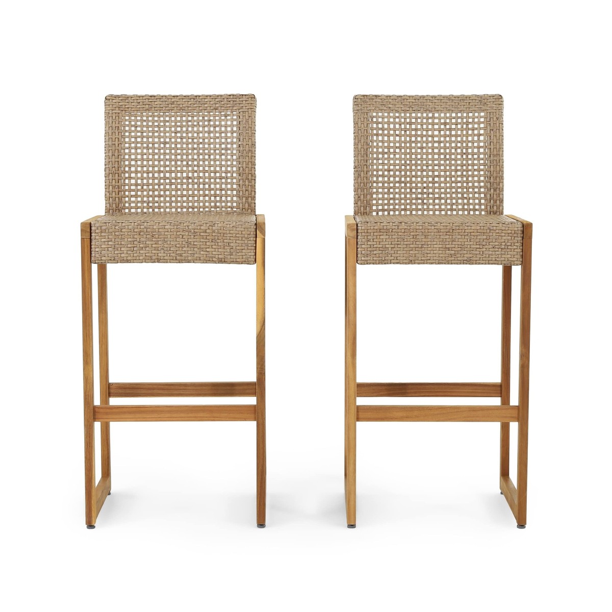 Christopher Knight Home Elon Outdoor Barstools Wicker and Acacia