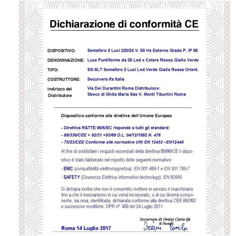 SEMAFORO 25 LED 24 Vcc. LUCE ROSSA VETRINO ROSSO INTERCAMBIABILE OMOLOGATO CE - Foto 7 di 12