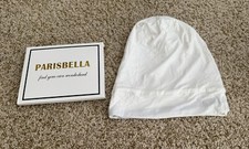 Parisbella Satin Lined Sleep Cap Bonnet for Curly Hair and Braids White