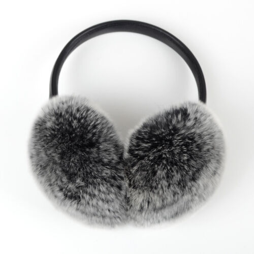 Women's Real Rex Rabbit Fur Earmuffs Winter Warm Ear Cover Earflaps Ski Travel - Picture 1 of 13