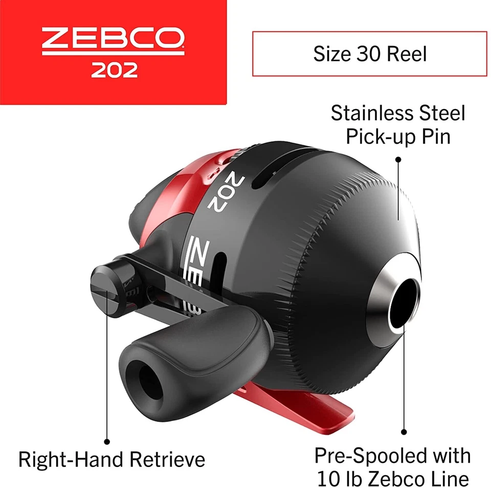 Zebco 202 Spincast Reel and Fishing Rod Combo, 5-Foot 6-Inch 2-Piece Fishing Pol - Image 3 of 4