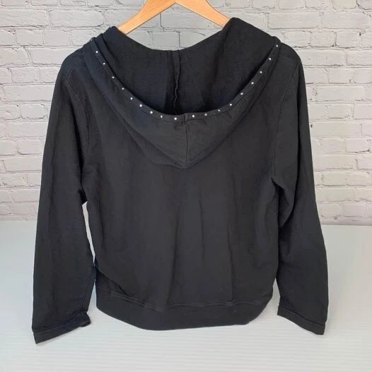 Moletom com capuz feminino algodão quente médio strass bolso leve EUA Core Ex - Imagem 4 de 4