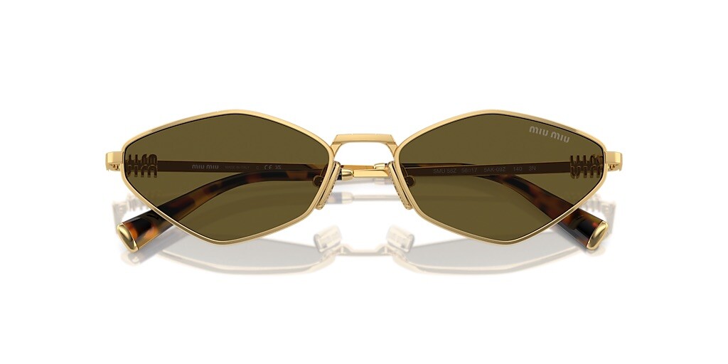 MIU MIU MU 56ZS 5AK09Z Gold Dark Brown Lens Women Sunglasses MIU MIU MU 56ZS 5AK09Z Gold Dark Brown Lens Women Sunglasses