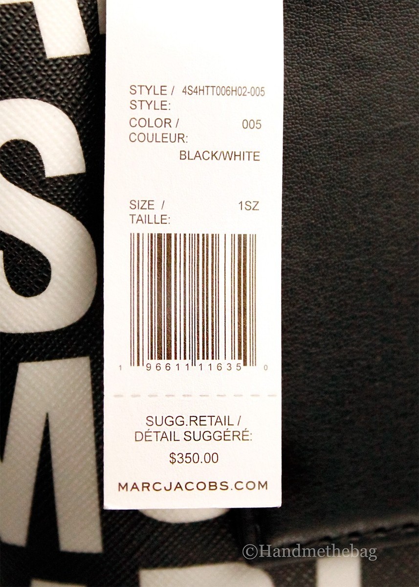Marc Jacobs Small Black White Monogram Print Saffiano Marc Jacobs Small Black White Monogram Print Saffiano