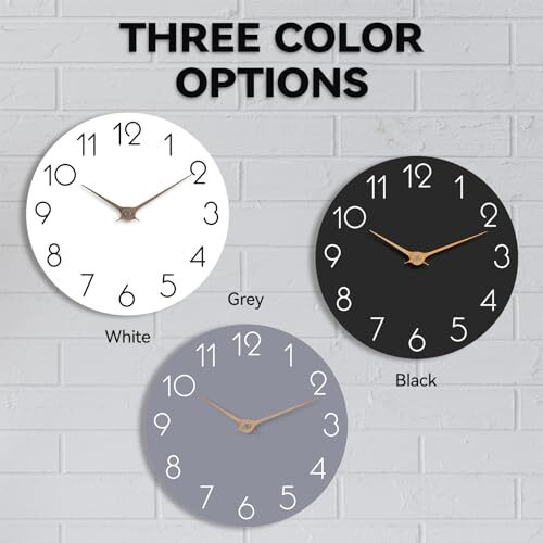 12 Inch Wall Clock - Wooden Silent Wall Clocks Battery Operated Non 12" D_white - Bild 4 von 7