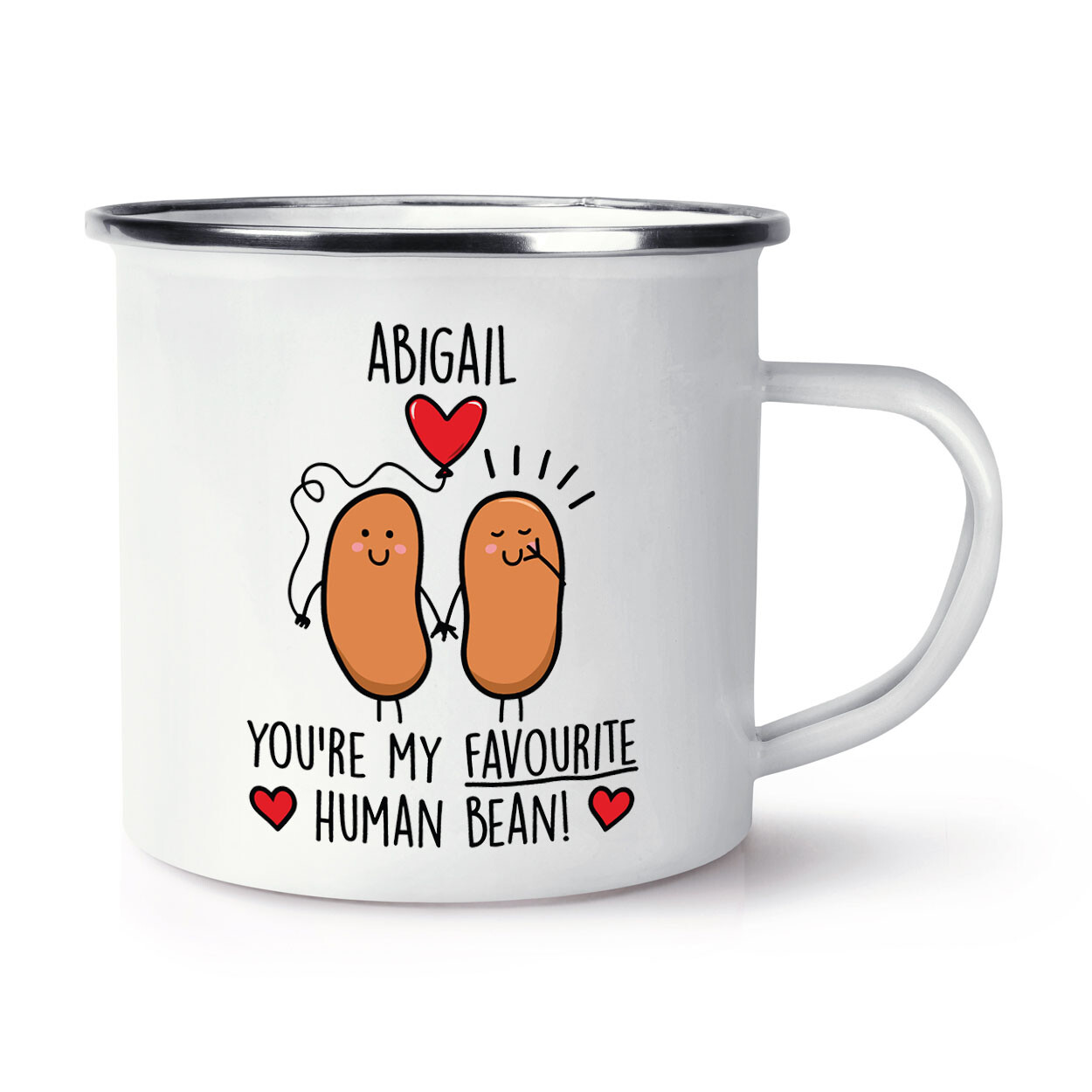 Personalised You're My Favourite Human Bean Enamel Mug Cup Best Friend Birthday