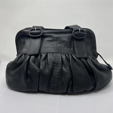 Cole Haan Rouched  Village Soft Sholder Bag Leather Black Medium Size VTG NWT