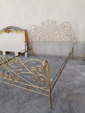LETTO MATRIMONIALE CON PASTORALE - FERRO PIENO A RICCIOLI - PESANTE  1940 EMILIA