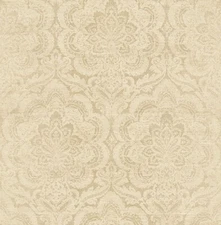 Tone on Tone Damask Wallpaper  Metallic Gold, Tan Document by Wallquest DM20908