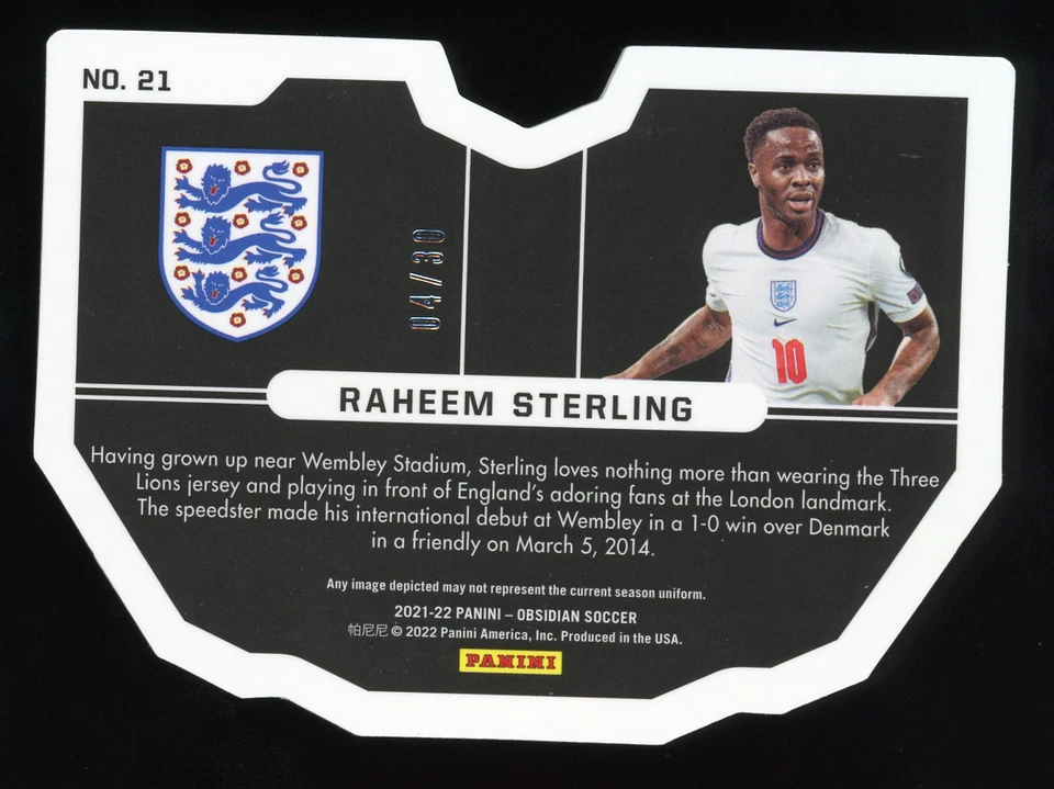 Raheem Sterling /30 2021-22 Panini Obsidian Soccer Vitreous #21 England - Image 2 of 4