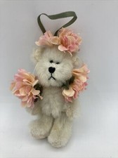 Vtg Boyds Bears Mini 4  Message Pink Peach Flower Bear Floral Wreath Ornament