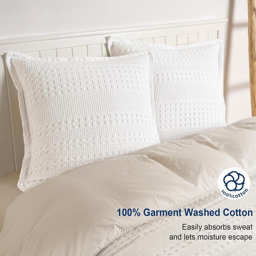 Charming 100% Cotton Ruffle Pillow Shams, 2 Pack - Elegant Euro Covers 26" x 26" - Picture 4 of 10