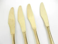 Do Menico Florentine Gold Plated Flatware Serrated Table Knife Set of 4  T05