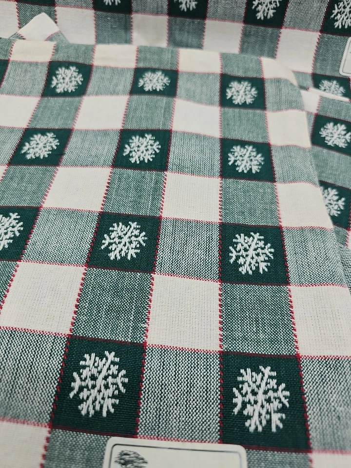 4 manteles individuales Park Imports & Designs copo de nieve verde a cuadros algodón telar India Foto 2 de 4