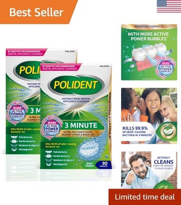 3 Minute Antibacterial Dental Appliance Cleanser Tablets - 90 Count Dual Pack