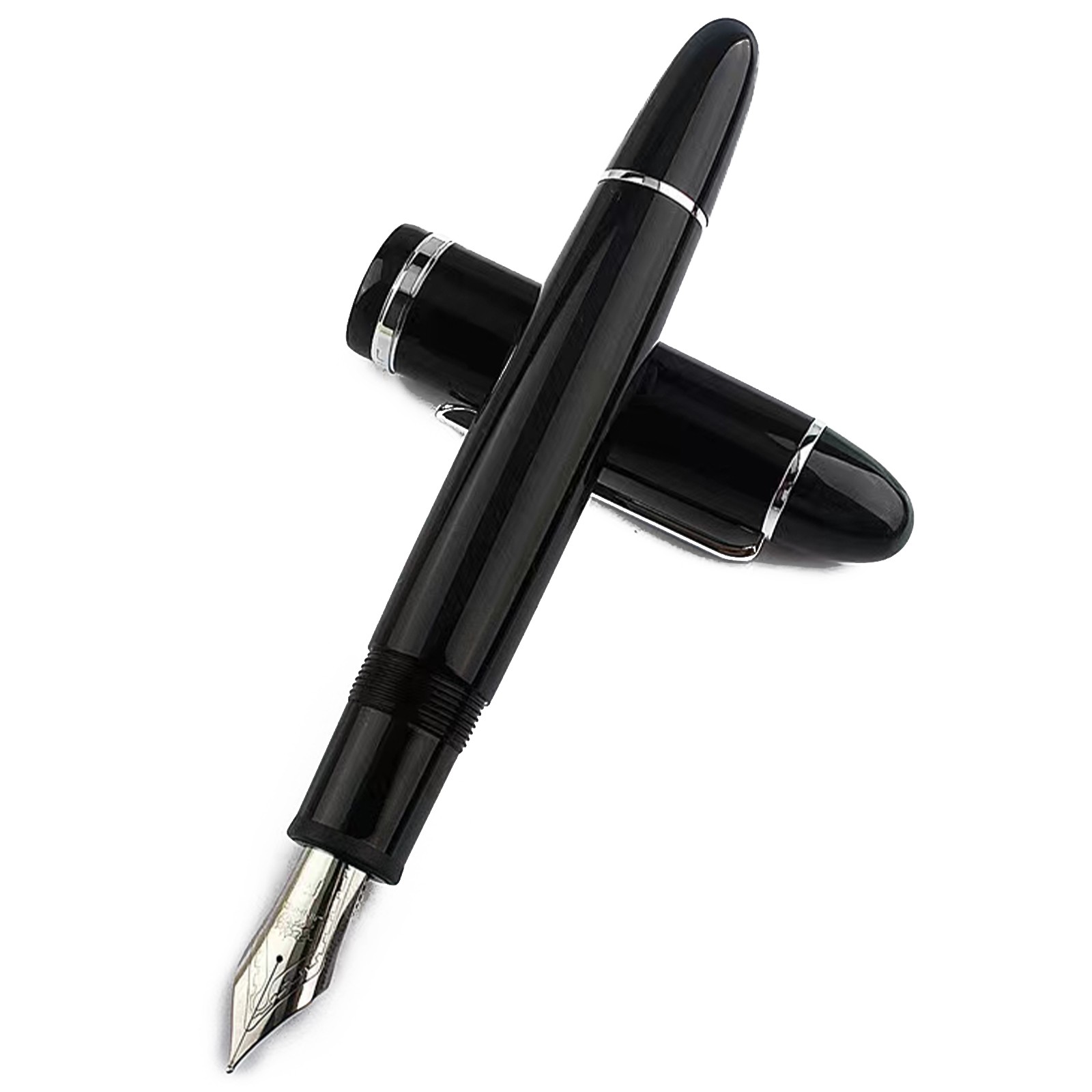 Jinhao X159 Fountain Pen Gift Black With Silver Clip Fine Nib Acrylic Screw Cap