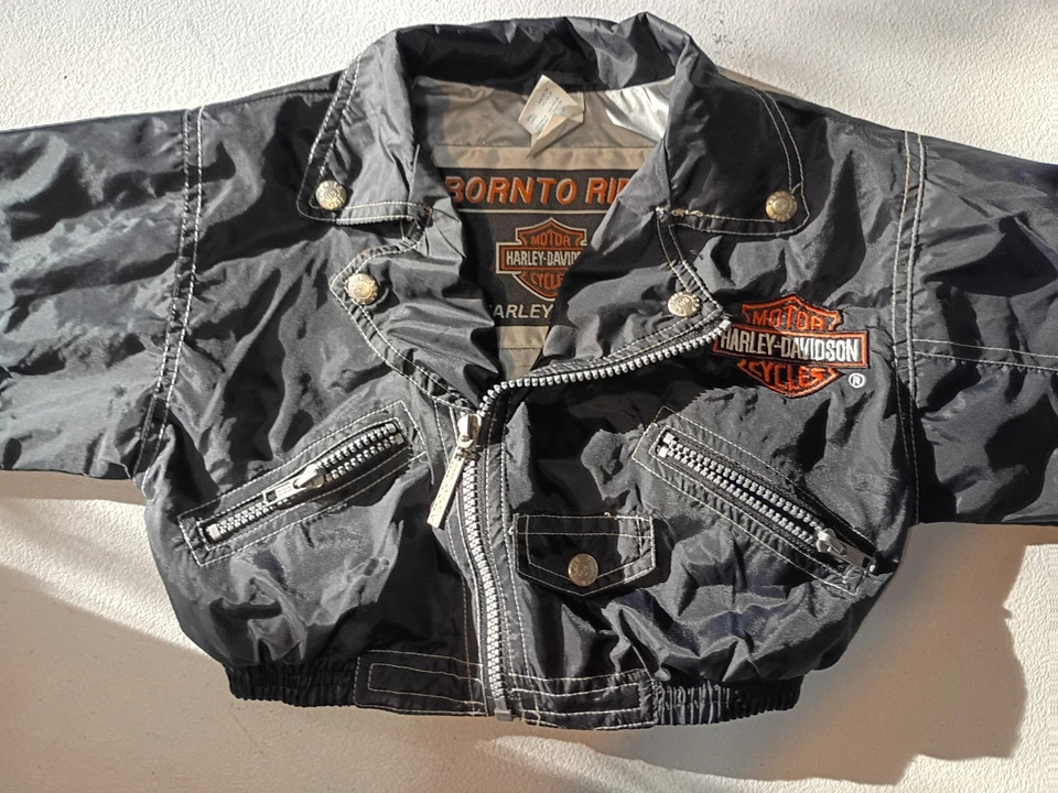 Harley Davidson Toddler Born To Ride Jacket/Pants Coat Zip Up Black Nylon 4T - Image 3 of 4