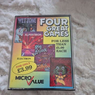 Vier tolle Spiele Kassette Tape von Micro Value / Tynesoft für die Acorn Electron
