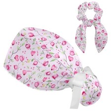 Scrub Caps Women, Surgical Caps for Women with Ponytail and Buttons, Bouffant