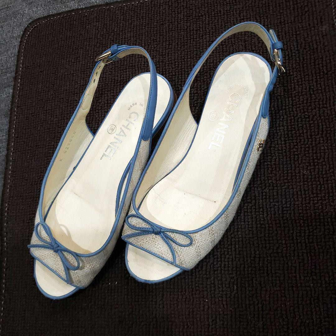 Chanel Pumps Sandals Ribbon Coco Mark Open Toe Size 35 US About 5 For Women thumbnail 14