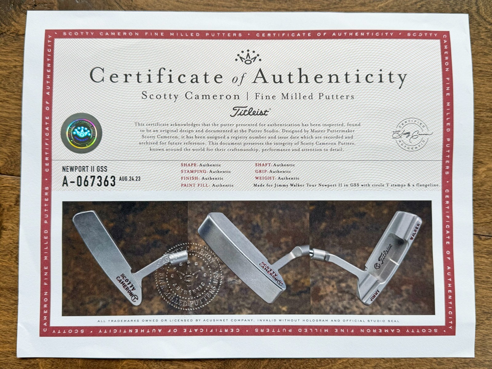 A067363, the certificate in an eBay listing's photos