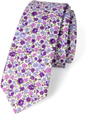 Men'S Cotton Printed Floral Skinny Tie