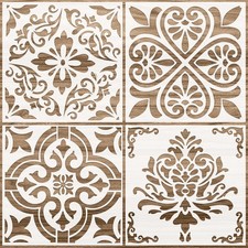 Zonon 4 Pieces Reusable Tile Stencil Floor 12 x 12 Inches Wall 12 x 12