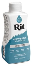 Rit Dye Evening Blue 8oz Versatile Liquid Fabric Dye for All Fabrics and More