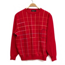 VTG St. Croix Sweater Men's L Red Plaid Luxury Knit Pullover Made in USA