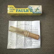 Vintage Faulk's Goose Hunting Call PL-22 Original Box & Papers Wood Clear