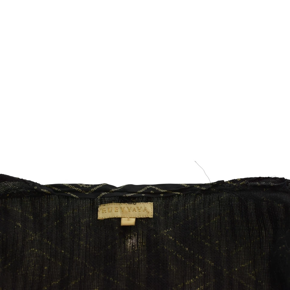 Ruby Yaya Embroidered Boho Kimono Black Jacket – One Size – 100% Cotton - Image 3 of 4