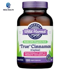 Oregon Wild Harvest Organic True Cinnamon Metabolism Support 120 Caps Exp 01/28