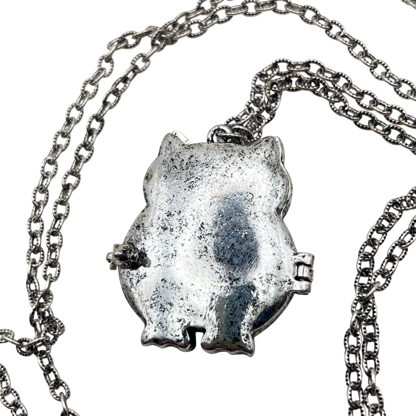 Owl Locket Necklace Aromatherapy Diffuser Silvert… - image 3