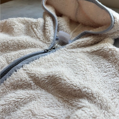 Hanna Andersson 120cm sz 6-7 marshmallow fleece Hoodie. Oatmeal/Blue - Picture 2 of 6
