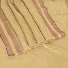 Sanskriti Vintage Beige Sarees Pure Cotton Woven Kota Doria Sari Craft Fabric