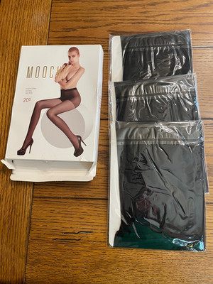 Moochi Ultra Sheer Pantyhose 3 Pair Black Anti Snag Silky Women Size S - NEW