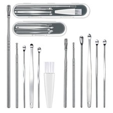 12 Pcs/2 Sets Ear Pick Earwax Removal Kit, Stainless Steel Sliver