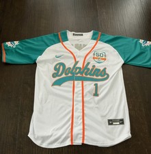 Nike Miami Dolphins Tua Tagovailoa Baseball Jersey W/Perfect 1972 Patch Size L