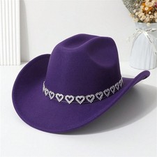 Cowgirl Cowboy Hat Rhinestone Heart Band Rodeo Western Country Festival