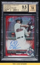 2017 Bowman Draft Red Wave Refractor 2/5 Brent Rooker BGS 9.5 Auto READ j6a