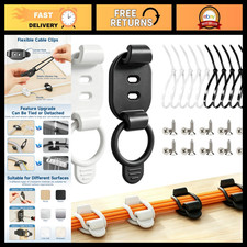 20 Adjustable Cable Management Clips - Self-Adhesive Cord Organizer for Home  O