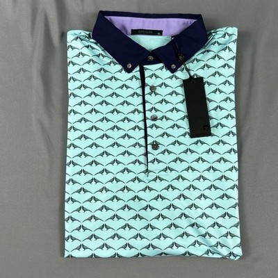 Greyson Golf Shirt Polo Siamese Turtle Dove Print XL Skystone Blue NWT MSRP $118