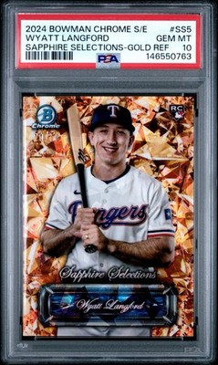 Wyatt Langford 2024 Bowman Chrome Sapphire Selections Gold /50 Rookie PSA 10