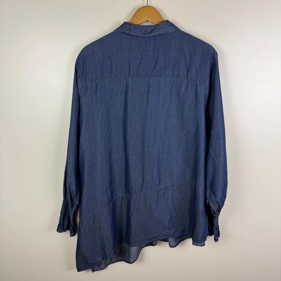 Camisa Westbound Mujer Azul Cambray Abotonada Talla 2X Dobladillo Asimétrico Oficina Foto 4 de 4